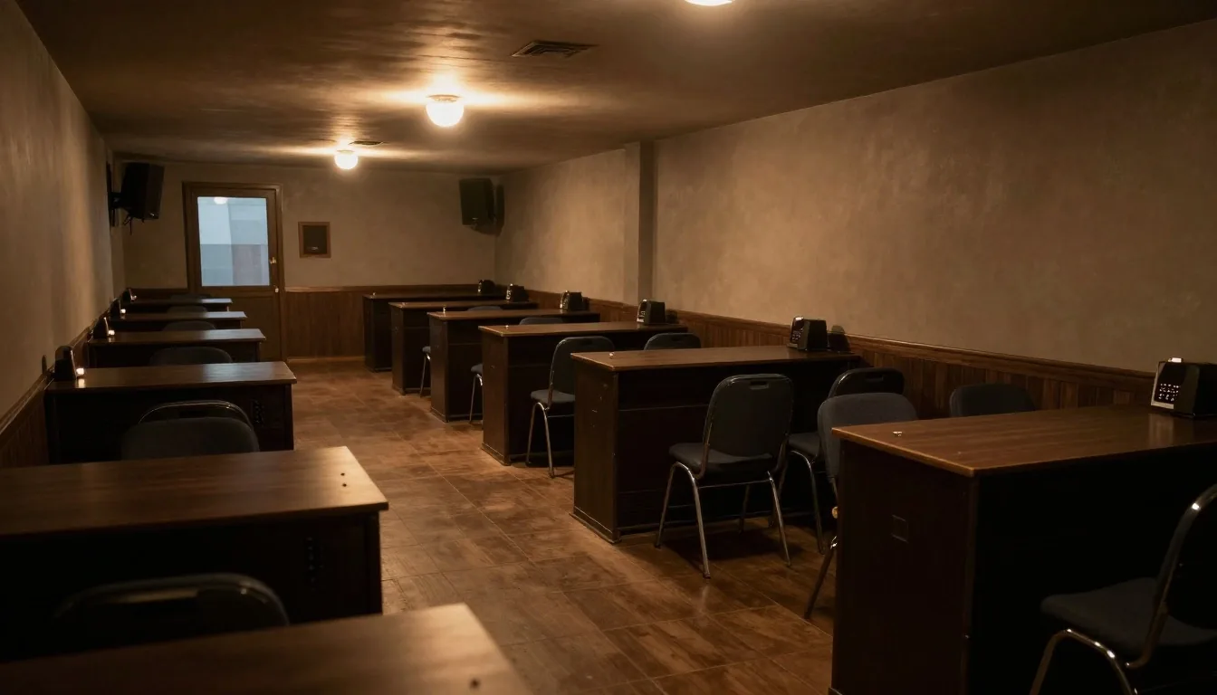Mokra ulica Piotrkowska w Łodzi wieczorem — refleksy światła na nawierzchni